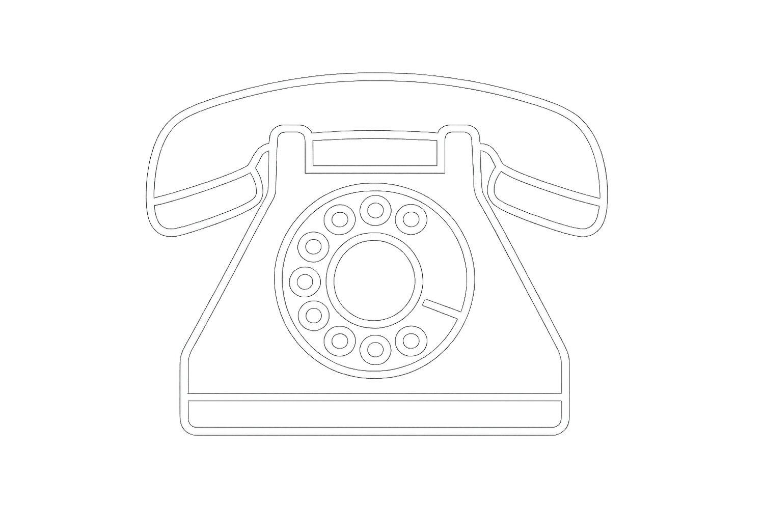 white colour line art of a telephone on a transparent background